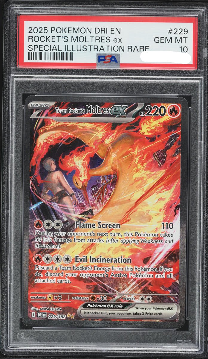 2025 Pokemon Scarlet & Violet Destined Rivals SIR Team Rocket's Moltres ex #229 PSA 10 GEM MINT