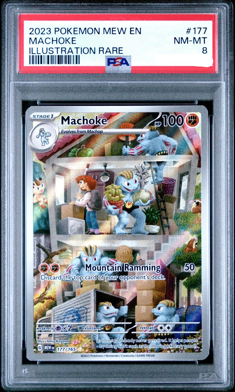 2023 POKEMON MEW EN-151 ILLUSTRATION RARE #177 MACHOKE PSA 8